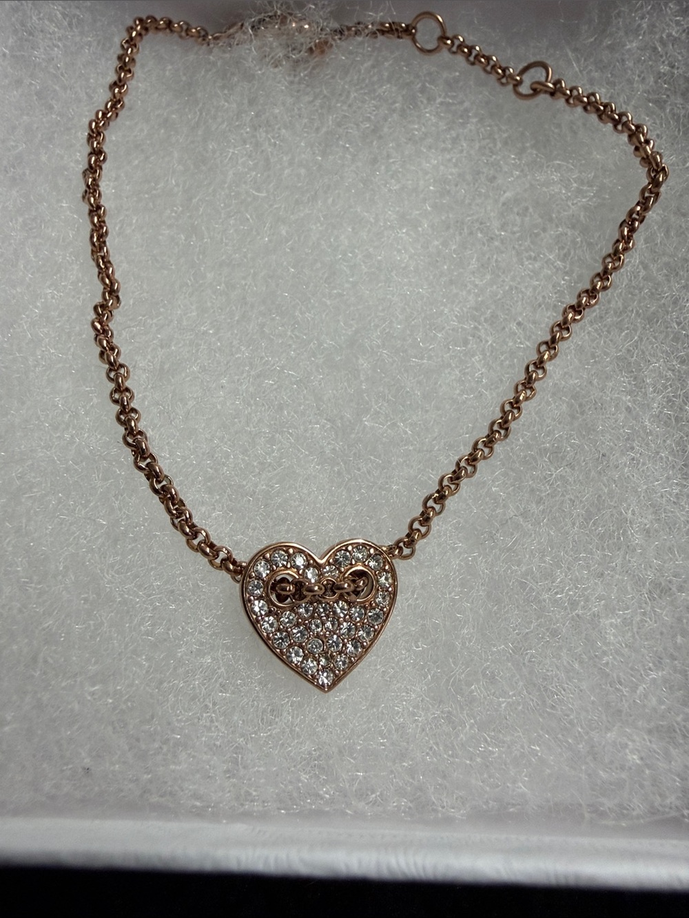 Fossil Rose Gold Layered Heart Bracelet with Pavé Charm - Picture 2 of 3